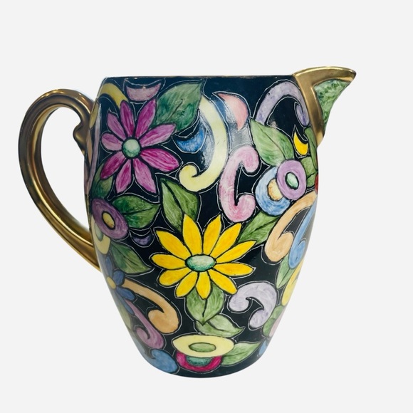 RARE Antique Hand-Painted Floral Majolica Ceramic Pitcher Jug Spode Copeland - Picture 4 of 9